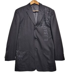 EJ Samuel Black Suit Coat Jacket Blazer Men's‎ Size 40R Tree Branches
